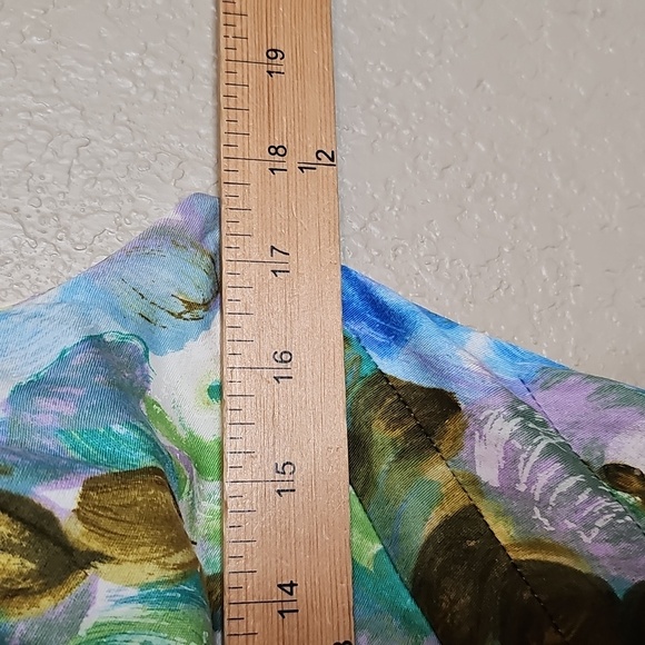 True Vintage Alix Of Miami 1950s Fit And Flare Floral Dress Blue, Green Cupcake - Picture 16 of 17